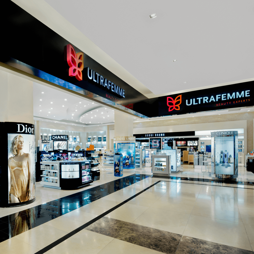 View of luxury boutiques in the Prestige mall inside The Avenues